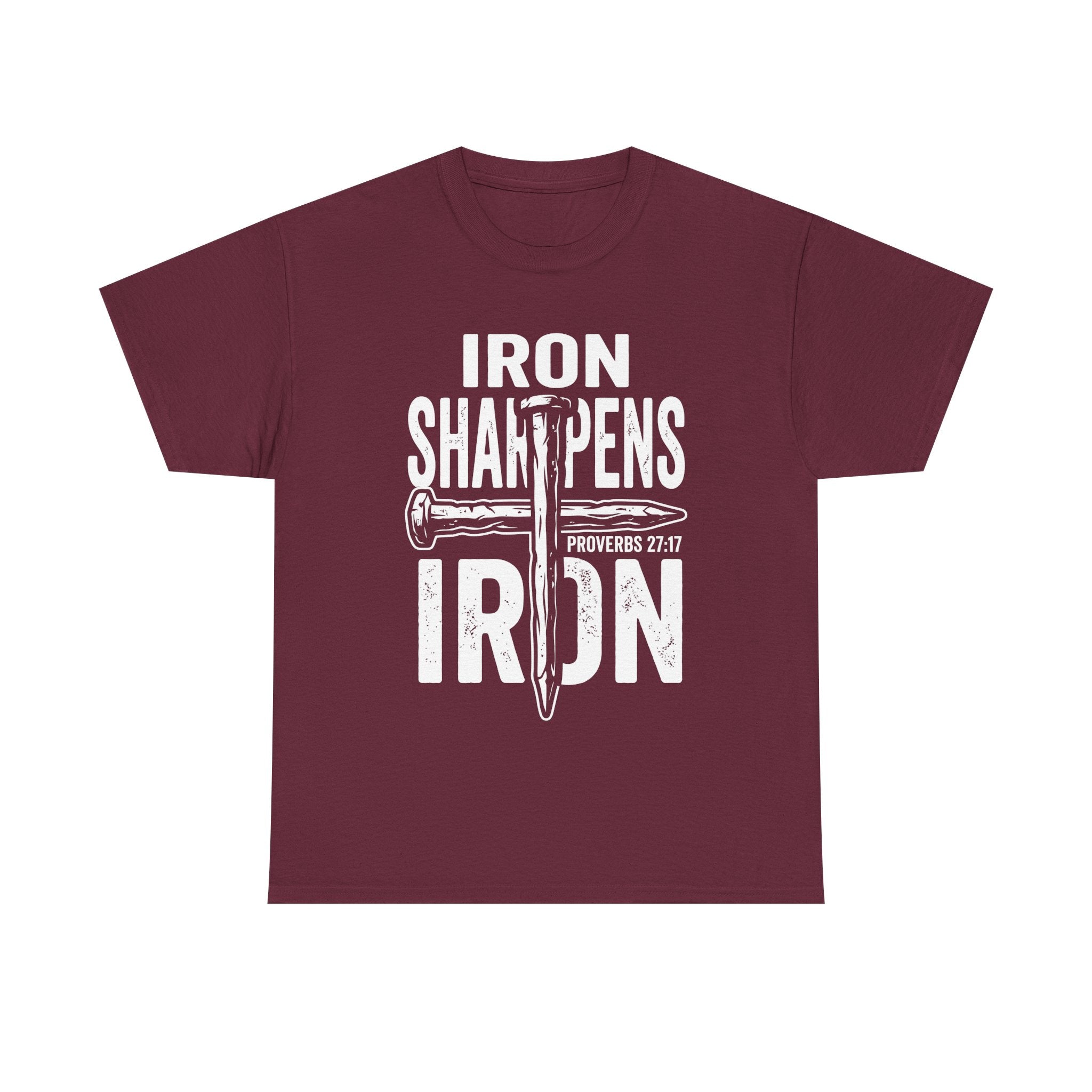 Iron Sharpens Iron T‑Shirt – Proverbs 27:17 Christian Faith Graphic Tee