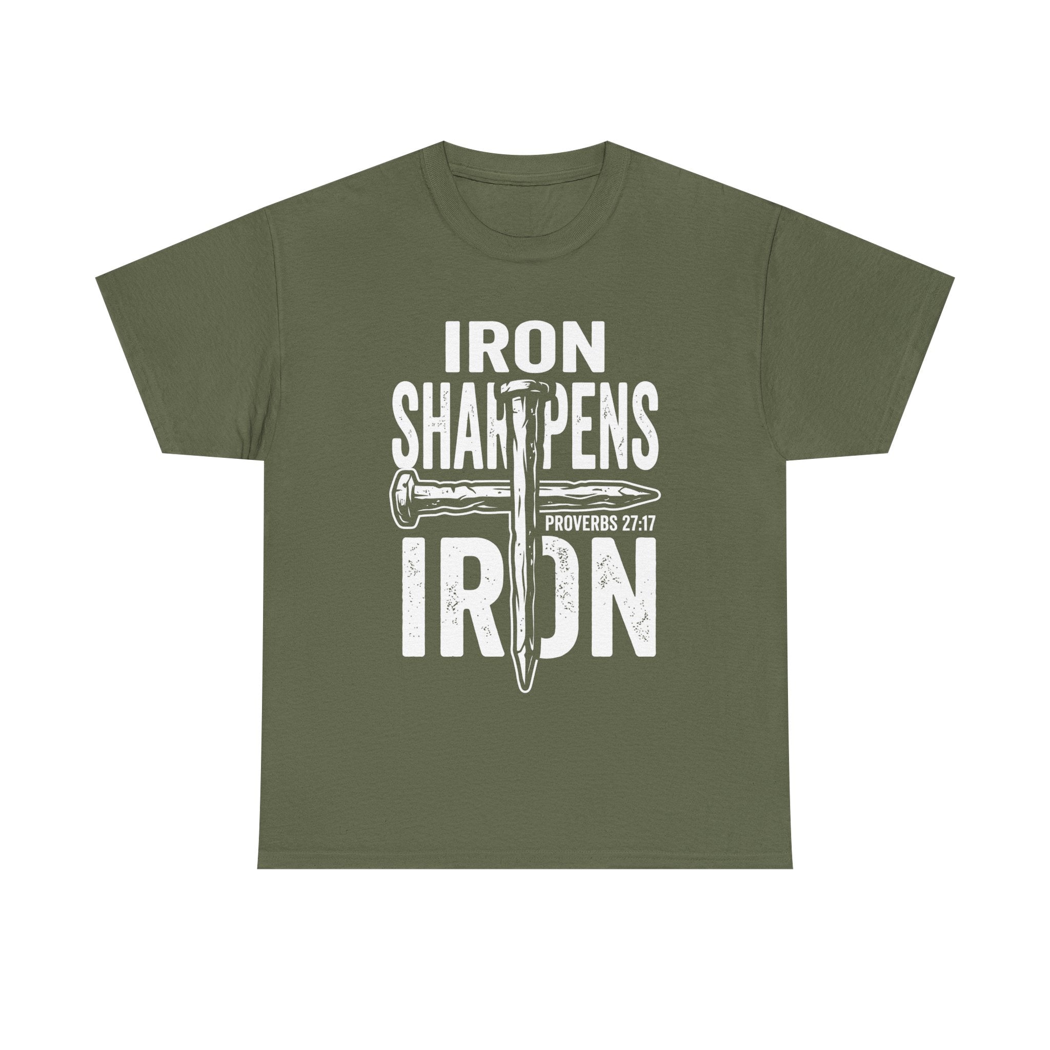 Iron Sharpens Iron T‑Shirt – Proverbs 27:17 Christian Faith Graphic Tee