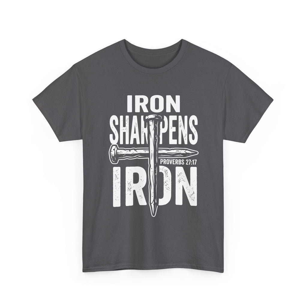 Iron Sharpens Iron T‑Shirt – Proverbs 27:17 Christian Faith Graphic Tee