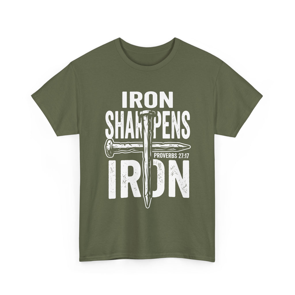 Iron Sharpens Iron T‑Shirt – Proverbs 27:17 Christian Faith Graphic Tee