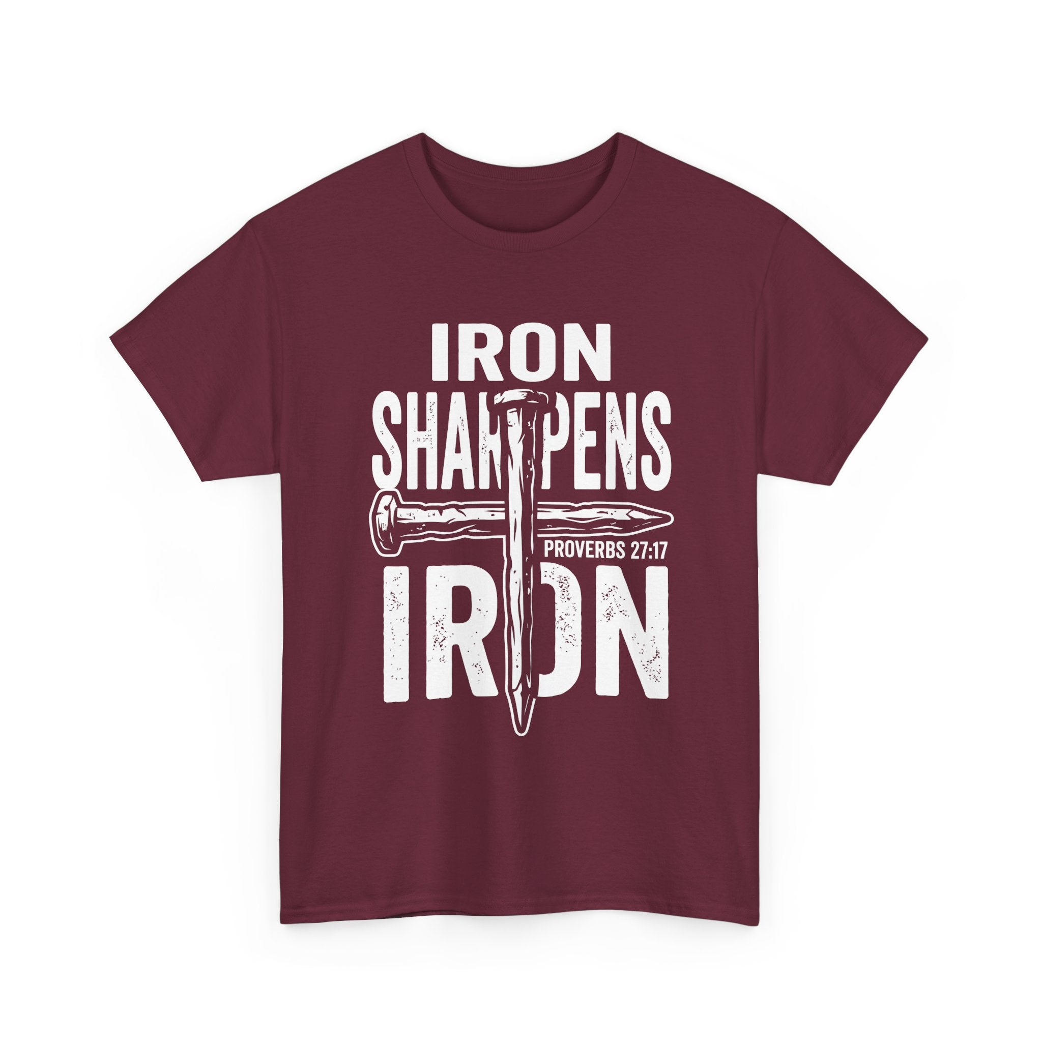 Iron Sharpens Iron T‑Shirt – Proverbs 27:17 Christian Faith Graphic Tee